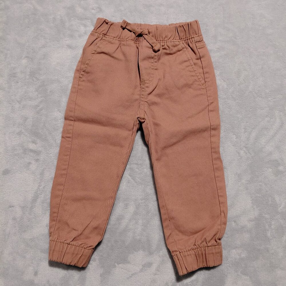 24M Ben Sherman 100% Cotton Brown Tan Jogger Pants Pull-on Elastic Waist Pockets